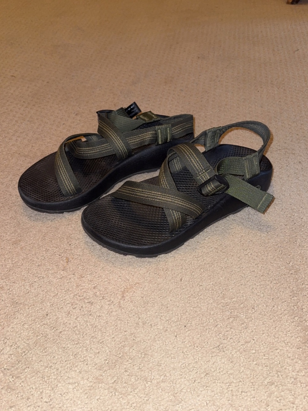 Chaco Men's Olive Green and Black Webbing Sandals